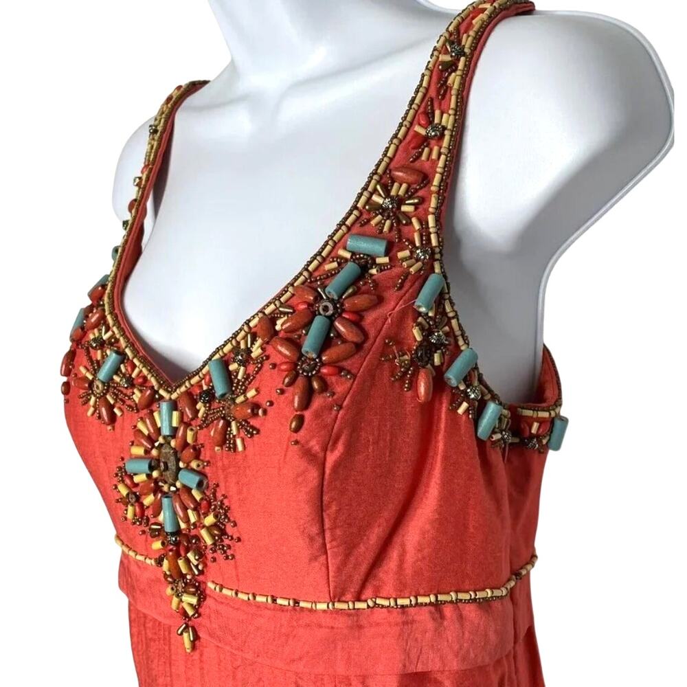 Sue Wong Southwestern Beaded Coral Bubble Mini Cocktail Dress 4 / S NWOT - Picture 6 of 8